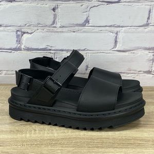 NEW Dr. Martens Voss Black Leather Strap Sandals